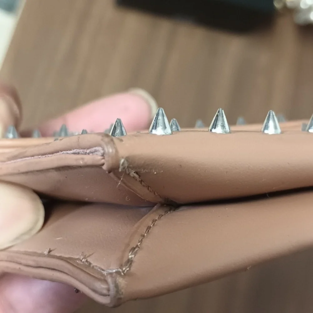 Steve Madden Tan Studded Clutch with Chain - Picture 4 of 7